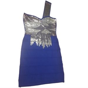 Bebe navy dress with silver sequins size small
